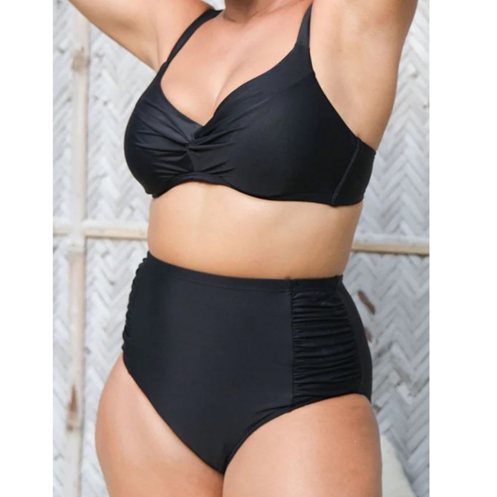 Artesands swim bottom pant US 16 Raphael High Waist Ruched Black slimming NWT